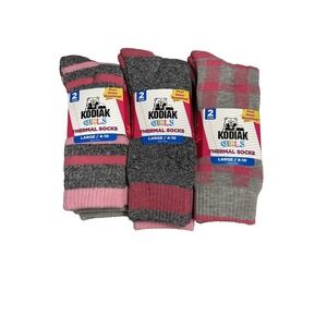 kodiak girls thermal creek socks 6 pairs 3 packs size large 4 - 10